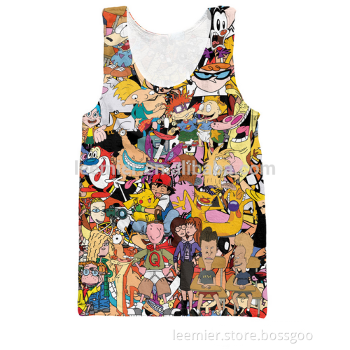 2015 wholesale summer kids digital printed custom sport tank tops